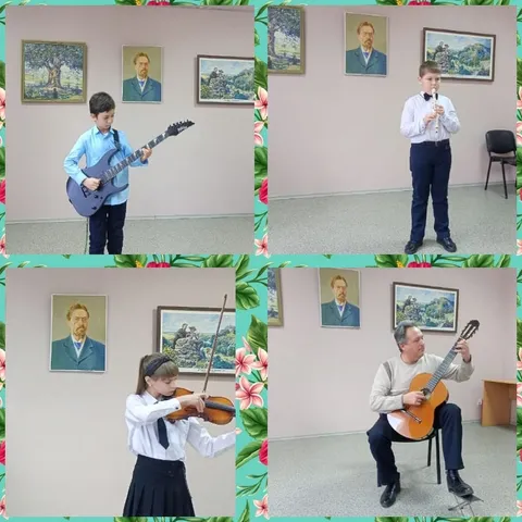 Коллаж: гитара, кларнет и скрипка